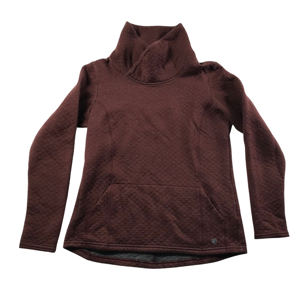 KUHL Womens Burgundy Quilted Merino Wool Blend Cowl Neck Pullover Sweater Size M